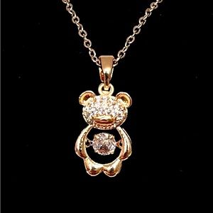 Rose Gold Teddy Bear Pendant Necklace